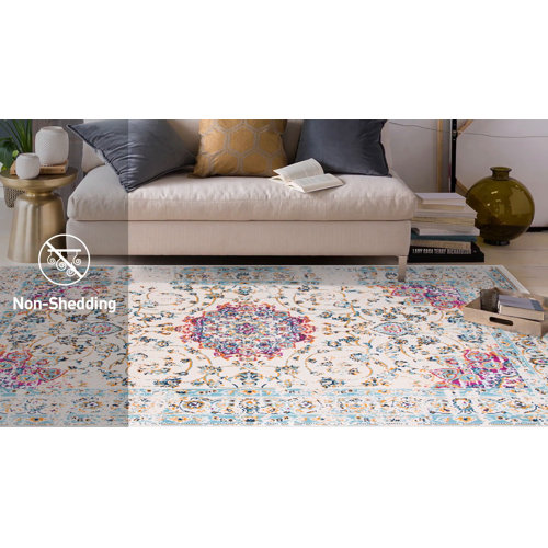 Bungalow Rose Hartig Oriental Pink/Blue/Cream Area Rug & Reviews Wayfair